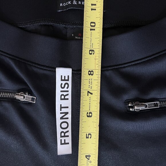 Rock & Republic Women's Stretch Metallic Black Leggings Size M Pull-on Mid Rise - Picture 10 of 10